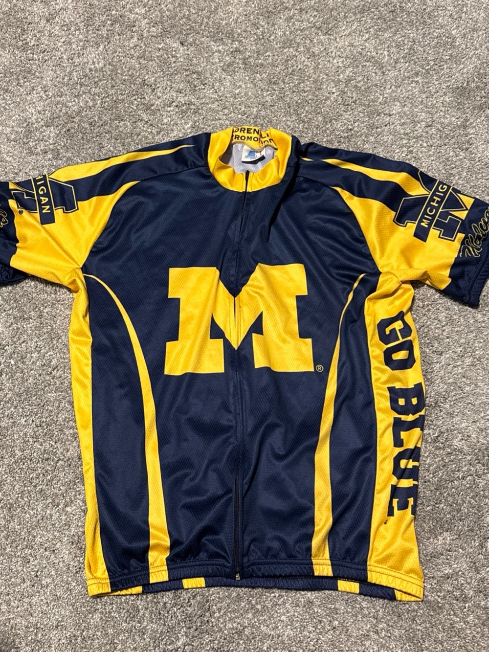 University of Michigan 'M' Go Blue Navy & Yellow Cycling Jersey Adrenaline XXL